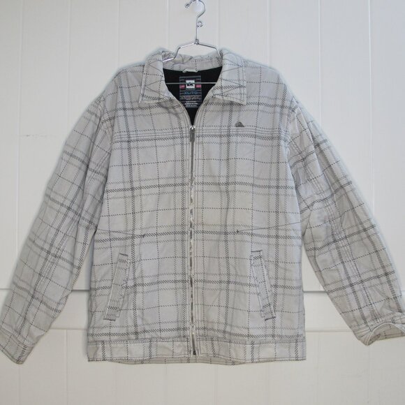 Quiksilver | XL Sherpa Lined Full Zip Plaid Cotton Canvas Jacket - Picture 1 of 9